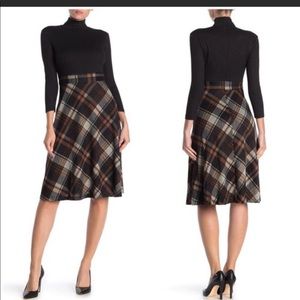 Eliza J brown/black plaid dress